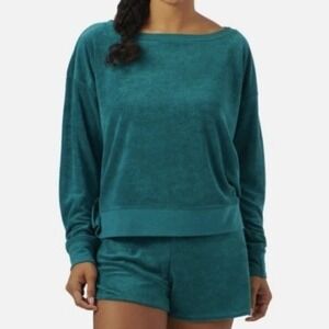 Sea-Doo Pullover Sweatshirt Women Medium Teal Terry Cloth Boat Life Embroidered